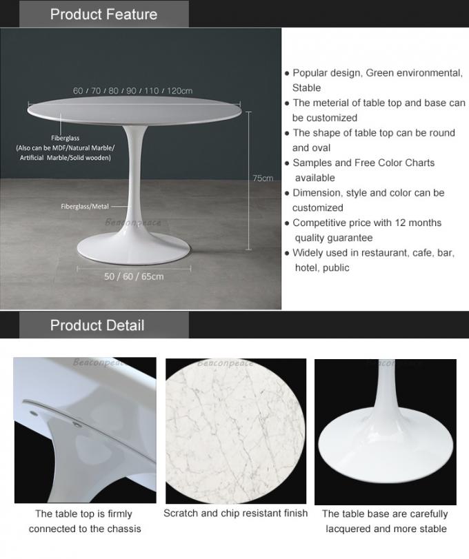Meja Makan Atas Marmer Putih dengan Dasar Logam untuk Ruang Tamu